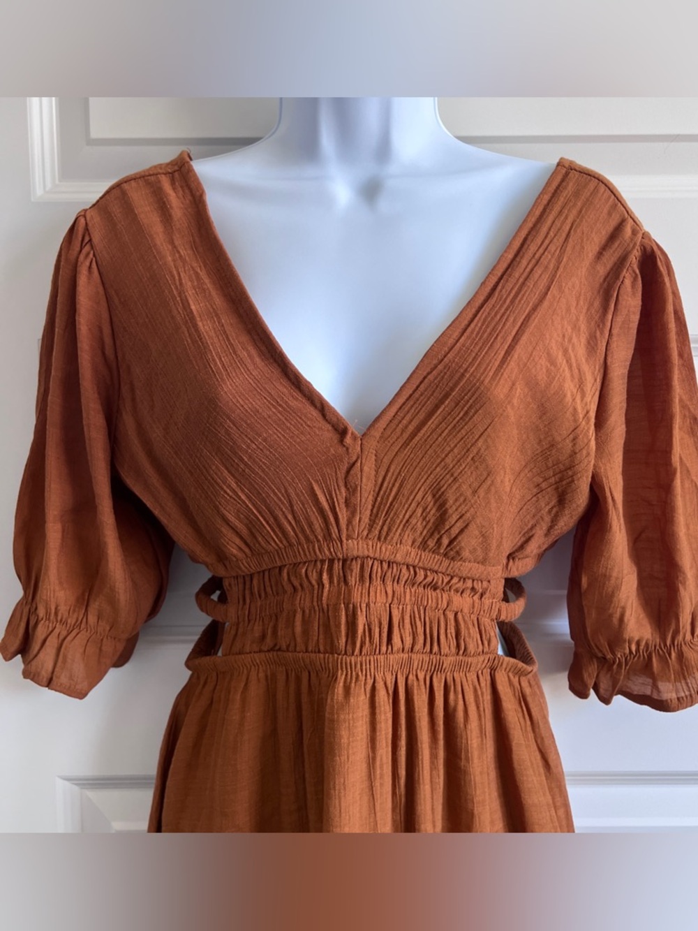 SPEED LIMIT Mini Terracotta Smocked Boho Goddess Sz Small NWT Free People - Picture 5 of 9